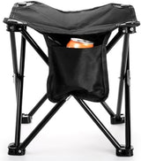 2 Pack Camping Stool, 13 Inch Compact Camping Chair Portable, Lightweight Folding Stool Seat with Side Pocket and Carry Bag for Outdoor Hiking, Fishing, Picnic, Beach and Lawn Party, Black