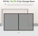 Garage Door Screen, 16x7 Ft Magnetic Closure Heavy Duty Weighted Bottom Garage Screen Doors for 2 Car Garage, Fiberglass Mesh Anti Annoying Animal Out