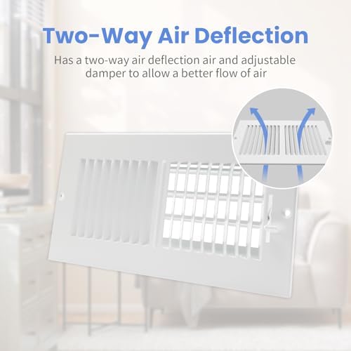 10 x 4 Inch [Duct Opening] Air Vent Covers for Wall or Ceiling - High Airflow 2 Way Steel Ventilation - Adjustable Wall/Ceiling Register, 11-3/4 Inch x 5-3/4 Inch [Overall Dimensions]