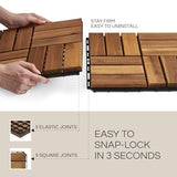 10 Pcs Interlocking Deck Tiles, Patio Flooring - Outdoor Waterproof Acacia Wood Tiles for All Weather Use - Balcony, Backyard, Indoor & Outdoor (Golden Teak, 10 Pcs - 12.1 Square Ft)
