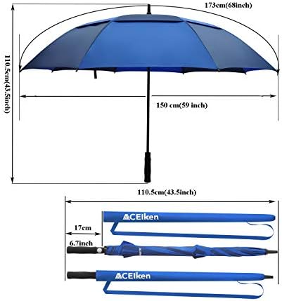 Golf Umbrella Large 58/62/68 Inch Automatic Open Golf Umbrella Extra Large Oversize Double Canopy Vented Umbrella Windproof Waterproof for Men and Women