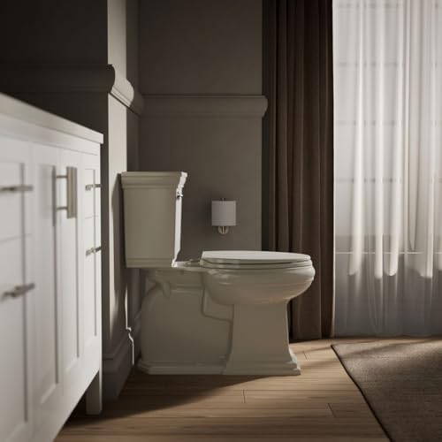 KOHLER K-4774-47 Brevia Elongated Toilet Seatwith Quick-Release Hinges and Quick-Attach Hardware for Easy Clean in Almond