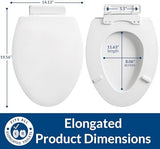 Mayfair Ashton Easy to Clean Single Hinge Toilet Seat, Modern Slow Close Wood Toilet Seat, Made in USA, Elongated, White