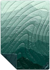Rumpl Original Puffy Blanket - Warm Puffy Camping Blanket, 100% Recycled Polyester Insulation, Lightweight, Packable, Water-Resistant, Outdoor Puffer Blanket, 52"x75", V2, Cascade Fade - Green
