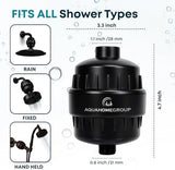 AquaHomeGroup 20 Stage Shower Head Filter with Vitamin C E A for Hard Water - High Output Filter to Remove Chlorine and Fluoride - 2 Replacement Cartridges - Consistent Flow Showerhead Filters