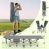 Suteck Camping Cot, Folding Camping Cot Bed for Adults Sleeping 1200D Double Layer Oxford Portable Folding Outdoor Cots for Camping W/Soft Pad Carry Bag for Home Office Nap Beach Travel, Stripe Blue