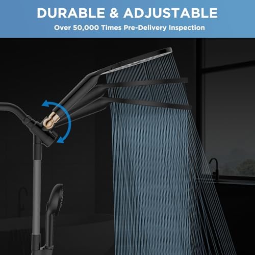 Dual Filtered Rain Shower Head Combo, High Pressure Handheld Shower Head with Adjustable Bar - Rainfall Shower Head And Showerhead with Filter for Hard Water - Removes Chlorine