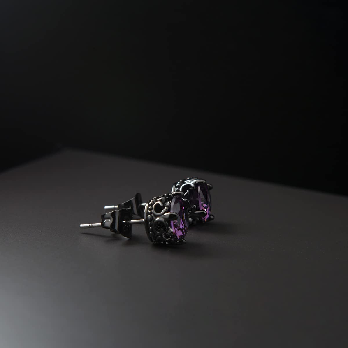 KZZENKI Purple and Black Earrings for Women Men, Cool Gothic Stud Earrings