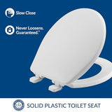 Mayfair Caswell Modern Slow Close Toilet Seat, Easy Clean Hinges and Durable Plastic Seat, Made in USA, Round, White