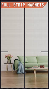 Magnetic Screen Door Upgraded-Model Full Strip Magnets,Fiberglass Heavy Duty Mesh Magnetic Door Screen,Full Frame Seal Retractable Mesh Insect Screens not of Metal
