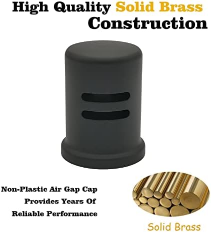 Dishwasher Air Gap Kits with Black Dishwasher Air Gap Cover and Matching Escutcheon, Replacement Black air gap dishwasher,Solid Brass Air Gap Cap,Matte Black Finish