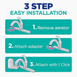 PUR PLUS Vertical Faucet Mount Water Filtration System, Lead-Reducing Filter, Great-Tasting Water, Easy Install, Lasts 100 Gallons, Compatible with Sinks with External Aerators, Grey