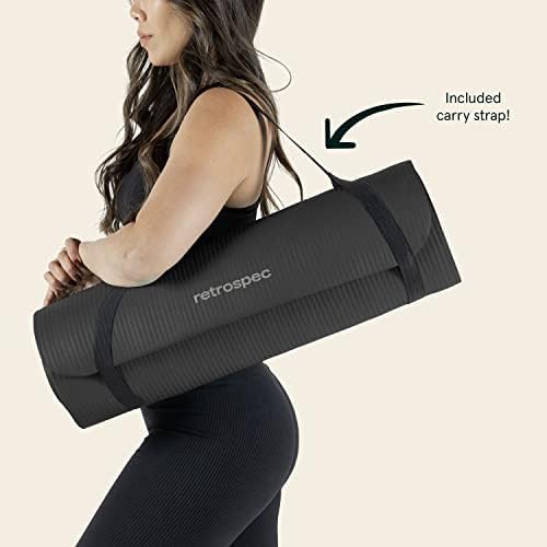 Retrospec Solana Yoga Mat 1/2" Thick w/Nylon Strap for Men & Women - Non Slip Exercise Mat for Yoga, Pilates, Stretching, Floor & Fitness Workouts