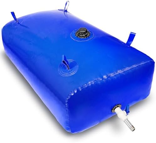 240 L/63 Gal Water Bladder Tank, Foldable Portable Water Storage Container, Emergency Water Bag for RV, Truck Bed, Fire Prevention, Drought Resistance, Blue