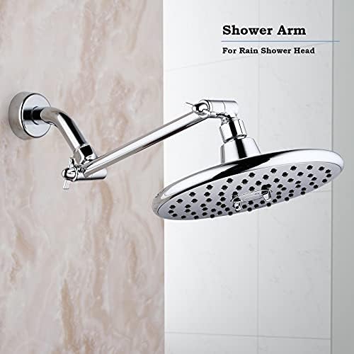 Chrome Shower Head Extension, 10 Inch Solid Brass Shower Extension Arm with Durable Anti-leak Lock Joints, Adjustable Shower Head Extension Arm