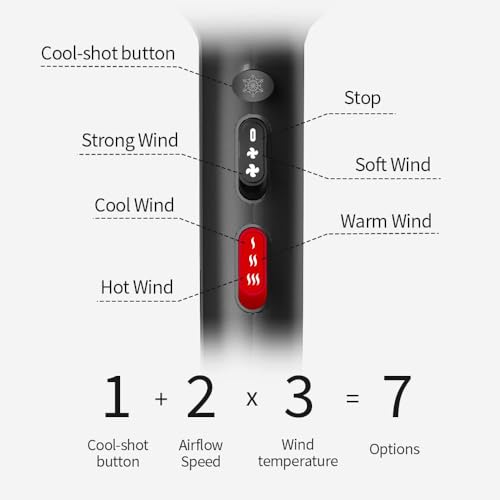 Faszin Ionic Salon Hair Dryer, Professional Blow Dryer AC Motor Fast Drying with 2 Speed, 3 Heat Setting, Cool Button, with Diffuser, Nozzle, Concentrator Comb for Curly & Straight Hair-Black