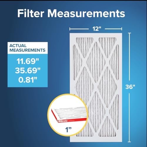 Filtrete 12x36x1 AC Furnace Air Filter, MERV 11, MPR 1000, Micro Allergen Defense, 3-Month Pleated 1-Inch Electrostatic Air Cleaning Filter, 6 Pack (Actual Size 11.69x35.69x0.81 in)