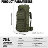 Mardingtop 75L Molle Hiking Internal Frame Backpacks with Rain Cover for Camping,Backpacking,Travelling
