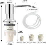 Soap Dispenser for Kitchen Sink, Built in Sink Soap Dispenser, Countertop Soap Dispenser Pump with 47" Extension Tube kit, No Need to Fill Little Bottle Again, Chrome