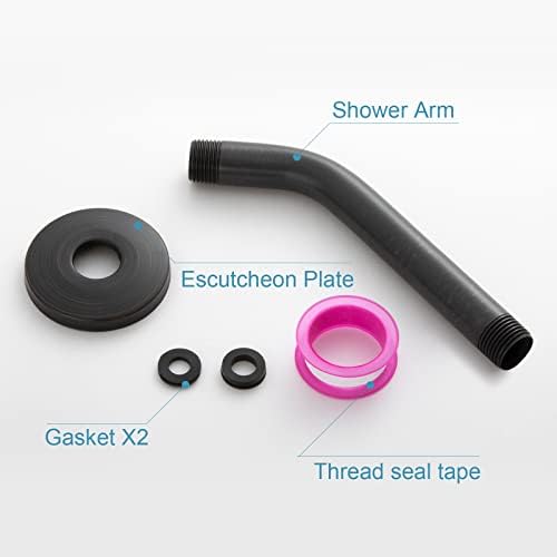 OFFO Shower Arm with Flange, 10 Inches Oil Rubbed Bronze Wall Mount Replacement Angle Shower Head Arm Wall-Mounted For Fixed Shower Head & Handheld Showerhead