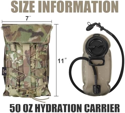 PETAC GEAR 1.5L / 3L Tactical Hydration Pack，Molle Carrier Pouch for 50 oz /100 oz Hydration Bladder Daypack Water Backpack.