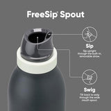 FreeSip Twist Insulated Stainless Steel Water Bottle with Straw for Sports and Travel, BPA-Free, 24-oz, Blue/Grey (Foggy Tide)