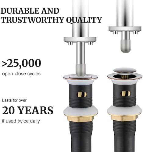 Pop up Sink Drain Stopper for Bathroom Vessel Vanity Sink Art Basin Oil Rubbed Bronze, Small Cap with Overflow, Metal Pop-up Drain Strainer with Detachable Basket Stopper