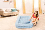 Intex 66810FL Inflatable Kidz Travel Bed Set, Includes Hand Pump and Carry Bag, Removable Mattress, Quick Inflation, Indoor Use, 42in x 66in x 10in, Blue with Star Print Frame