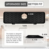 Meiliweser Silicone Faucet Splash Guard Gen 2 - Outlet & Slope Upgraded Faucet Water Catcher Mat - 18” x 5.1” - Sink Sponge Holder for Kitchen, Bathroom(Black)