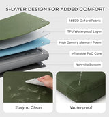 Made4Pets Inflatable Dog Bed Outdoor Waterproof – Self-Inflating Dog Camping Bed for Medium to Large Breeds, Heavy-Duty Oxford Fabric, Foldable Travel Pet Bed with Built-in Pump, Green, 44"x32"x4"