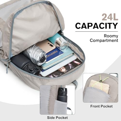 G4Free 24L Lightweight Packable Hiking Backpack Small Sport Travel Daypack Water Resistant for Women Men