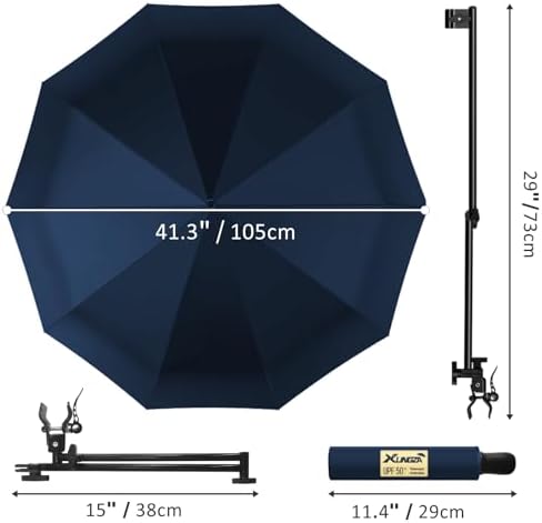 UPF 50+ Beach Umbrella with Adjustable Universal Clamp