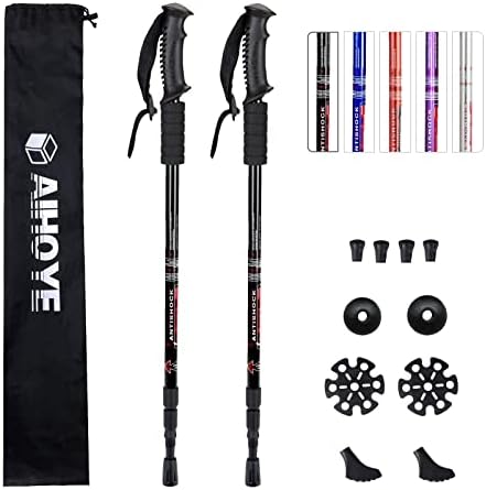 Aihoye Collapsible Trekking Poles - 2 Pack, Lightweight, Anti-Shock Walking Sticks - Adjustable for Men and Women