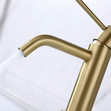 Brushed Gold Bathroom Faucet Single Hole, JXMMP Brass Single Handle Bathroom Sink Faucet with Pop Up Drain Assembly and 6 inch Deck Plate