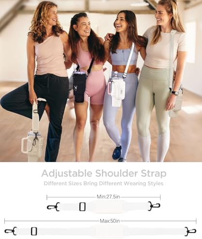 dabria Water Bottle Carrier Bag with Phone Pocket for Stanley 40/30 oz Tumbler Neoprene Water Bottle Holder Pouch with Adjustable Strap Bollus with Straw Cover & Carabiner for Stanley Cup Accessories