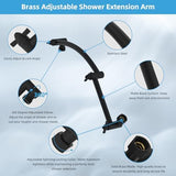 Hibbent All Metal Rain Shower Head, 10'' High Pressure Rainfall Showerhead with 16" Shower Head Extension Arm, Solid Brass Adjustable Shower Arm Extender, Waterfall fixed Showerheads, Matte Black