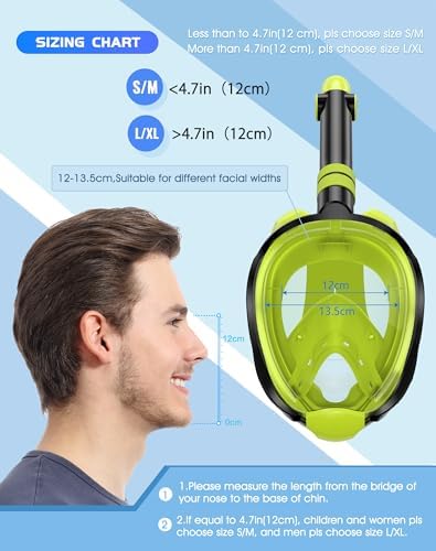Greatever G2 Full Face Snorkel Mask with Latest Dry Top System,Foldable 180 Degree Panoramic View Snorkeling Mask with Camera Mount,Safe Breathing,Anti-Leak&Anti-Fog