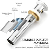 Pop up Sink Drain Stopper for Bathroom Vessel Vanity Sink Art Basin Chrome, Small Cap with Overflow, Metal Pop-up Drain Strainer with Detachable Basket Stopper