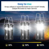 Etekcity Lantern Camping Essentials Lights, Led Flashlight for Power Outages, Tent Lights for Emergency, Survival Gear and Supplies for Hurricane, Battery Operated Lamp, 2 Pack, Black