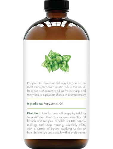 Handcraft Blends Peppermint Essential Oil in Glass Bottle - Huge 16 Fl Oz - 100% Pure and Natural - Premium Grade Essential Oil for Diffuser and Aromatherapy, and DIY Soap Making