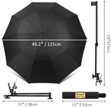 UPF 50+ Beach Umbrella with Adjustable Universal Clamp