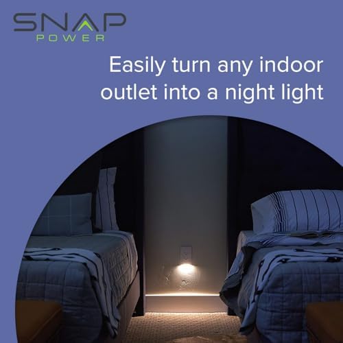 SnapPower 2 Pack GuideLight 2 for Outlets [for Standard Decor, Not GFCI outlets] - Night Light - Electrical Outlet Wall Plate with LED Night Lights - Automatic On/Off Sensor - (Décor, White)