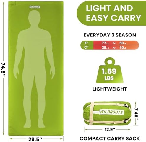 WILDROOTS Outdoor Camping Sleeping Bags for Hiking, Hunting, Travel