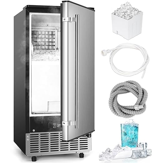ICYGLEE Commercial Under Counter Ice Maker Machine, 100Lbs/Day with 24lbs Storage, Built-in Freestanding Ice Maker, Auto-Cleaning, 24H Timer, for Commercial & Home Use. (Stainless)