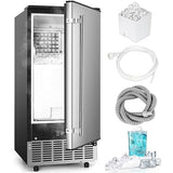 ICYGLEE Commercial Under Counter Ice Maker Machine, 100Lbs/Day with 24lbs Storage, Built-in Freestanding Ice Maker, Auto-Cleaning, 24H Timer, for Commercial & Home Use. (Stainless)