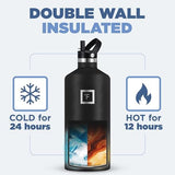 IRON °FLASK Camping & Hiking Hydration Canteens - 3 Lids (Narrow Straw Lid) Leak Proof Vacuum Insulated Stainless Steel - Hot & Cold Double Walled Sports Water Bottle - Peach, 64 Oz