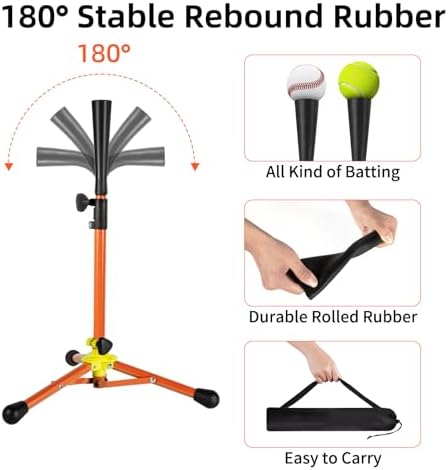 Kids Baseball Tee, 20.87 to 31.29 Inches Batting Tees for Baseball with Carry Bag, Portable Stable Baseball Tees for Hitting, Tripod Tanner Tee for Baseball Practice Stand Aged 3-8 Years