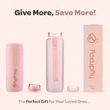 Hydracy Water Bottle with Time Marker -Large BPA Free Water Bottle & No Sweat Sleeve -Leak Proof Gym Bottle with Fruit Infuser Strainer & Times to Drink -Ideal for Fitness Sports & Outdoors