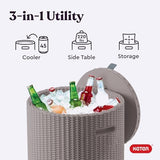 Keter Cool Side Table Cooler 3 in 1 Outdoor Patio Table and Ice Chest Storage, Ideal Hot Tub Table, Decor and Outdoor Patio Bar, Portable Bar, Taupe