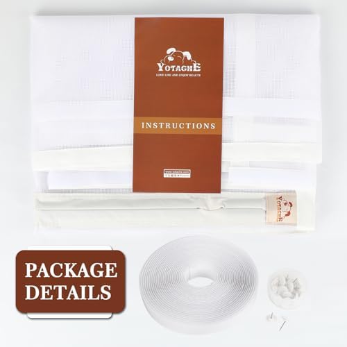 Yotache Magnetic Screen Door Fit Doors 38 x 83, Screen Size 40" x 84" Upgraded Anti-Tearing Polyester Mesh French Door Screens with Magnets, White